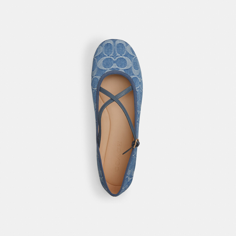 Coach Outlet Phoebe Ballet Flat In Signature Denim Size 11